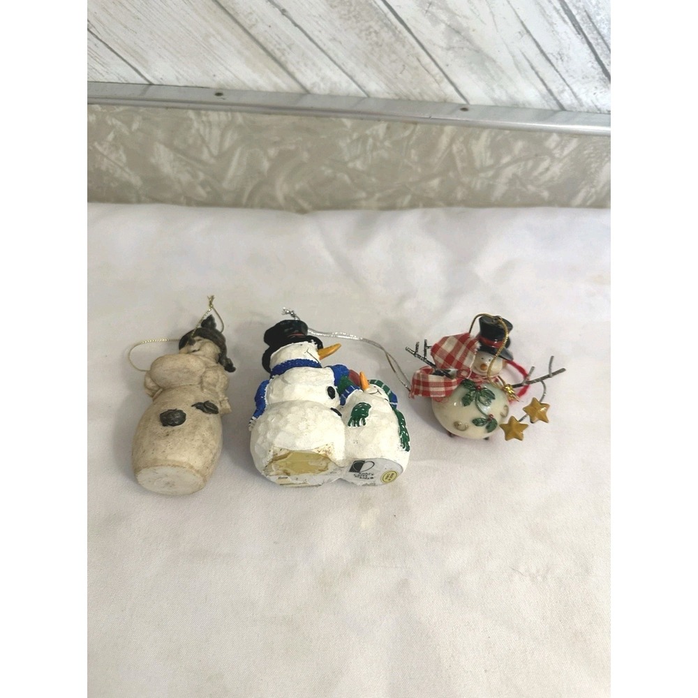 Lot Of 3 Vintage Snowman Christmas Ornaments